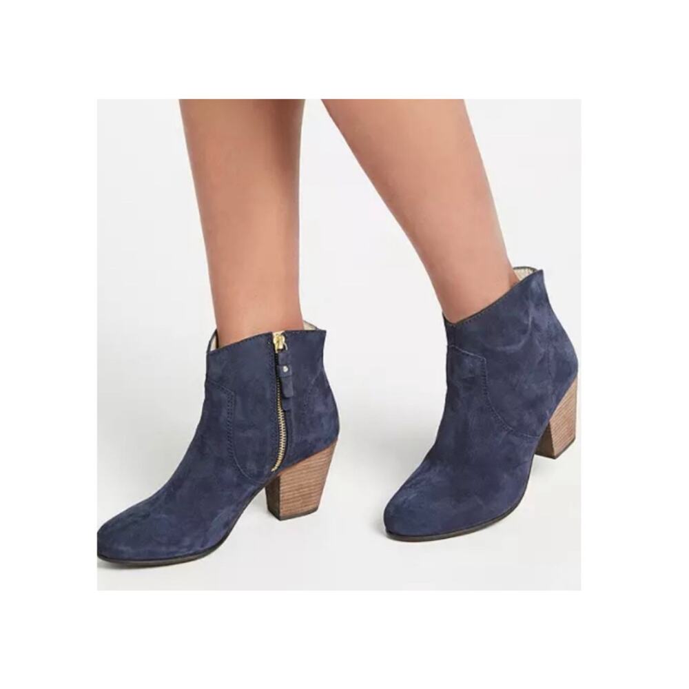 Boden Blue Suede Stack Heel Bootie Sz.38(US 7)
